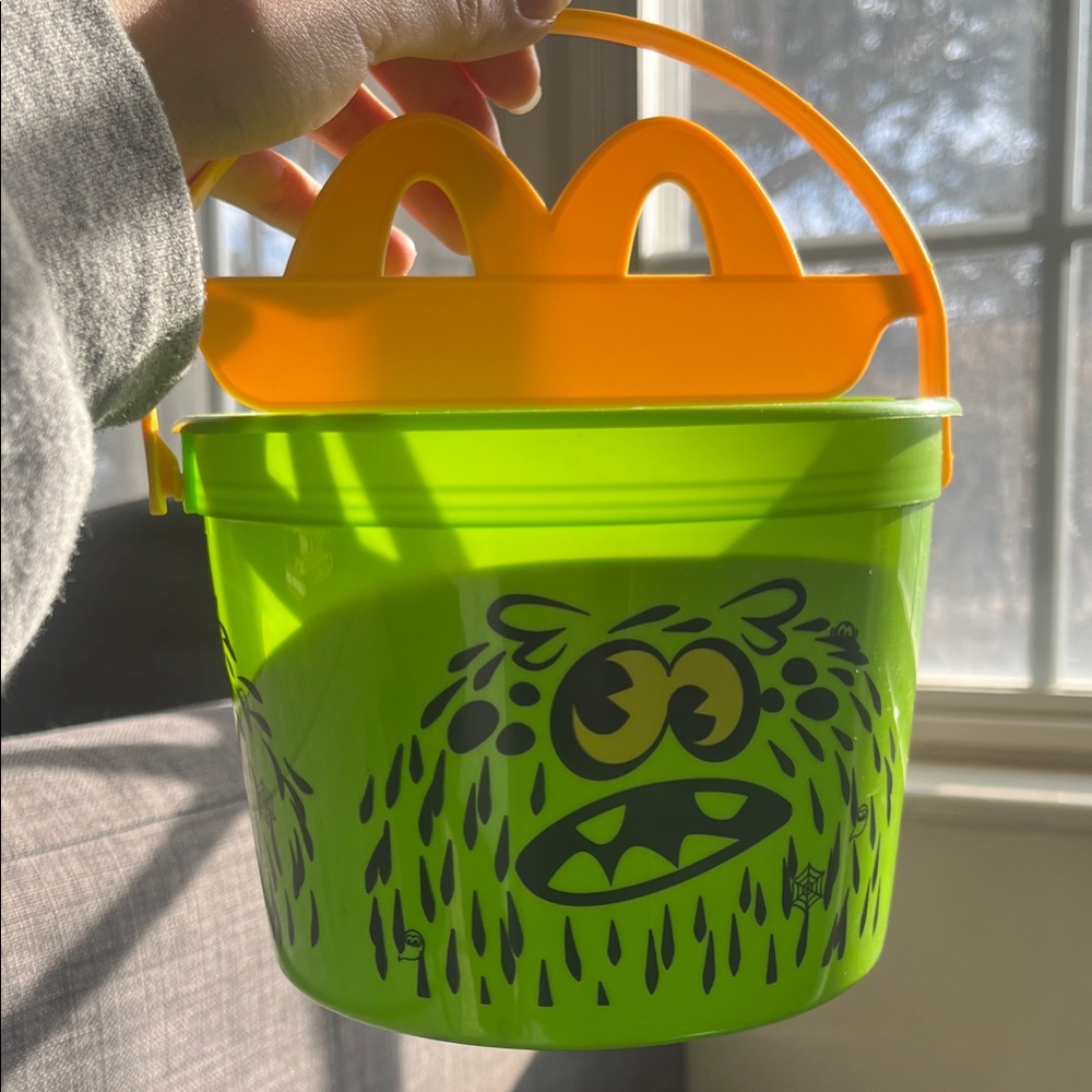 McDonald's Neon Green Boo Bucket with Orange Handle